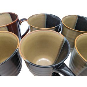 Coffee Mugs Sango Black Deep Beige 10 oz Set of 6